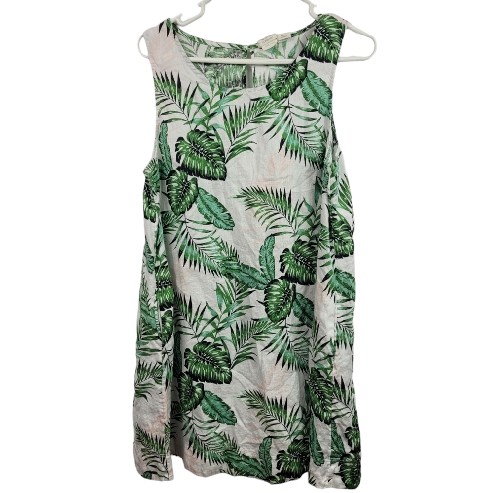 C&C California linen palm tree dress sleeveless large